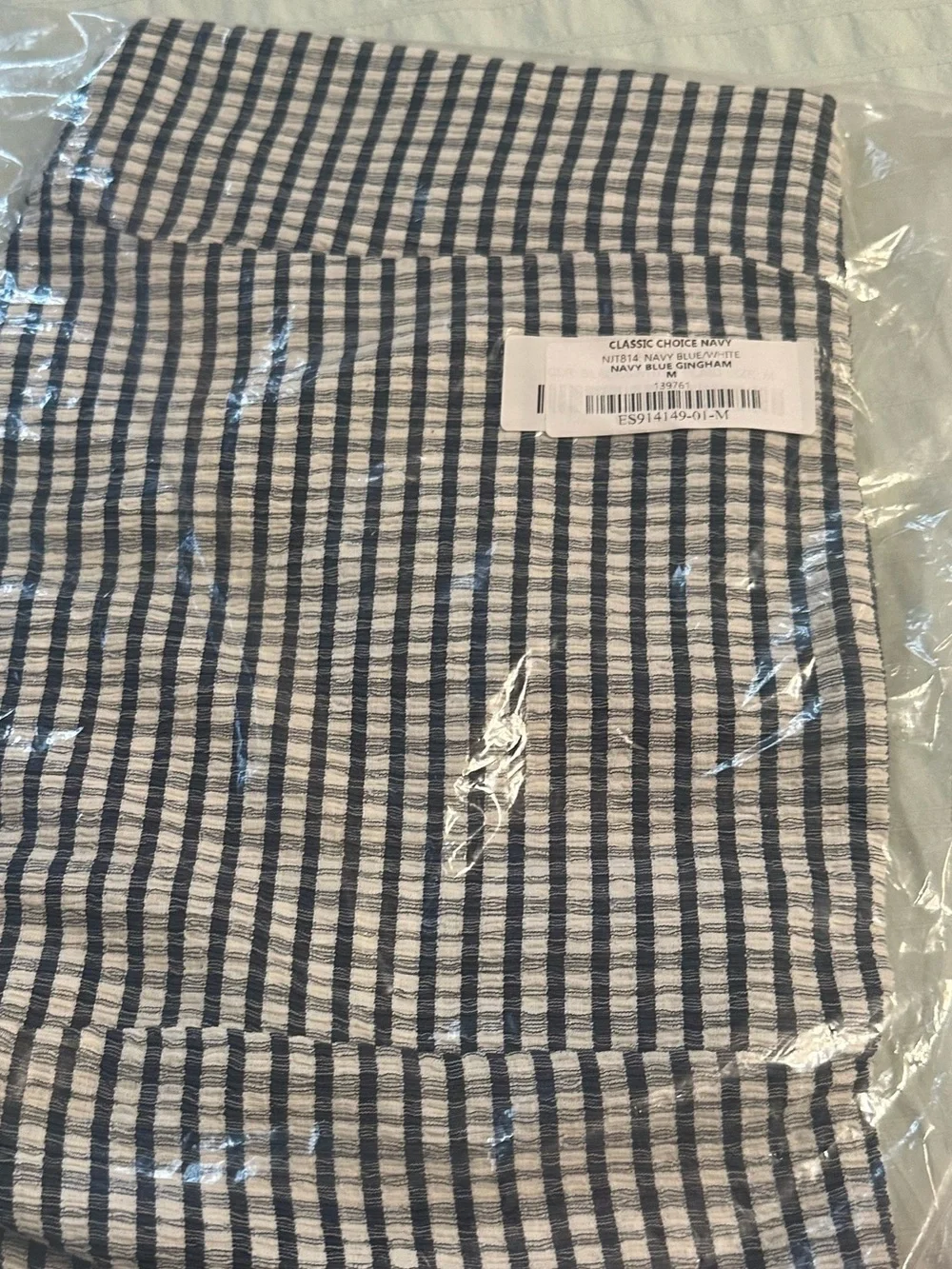 NWT Navy Blue Gingham Square Neck Cropped Tank Top - Medium
